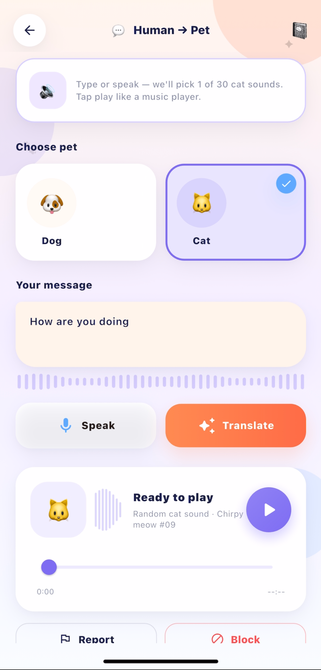 HiPaw pet translator screen